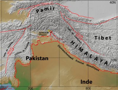 Carte des failles au Cachemire